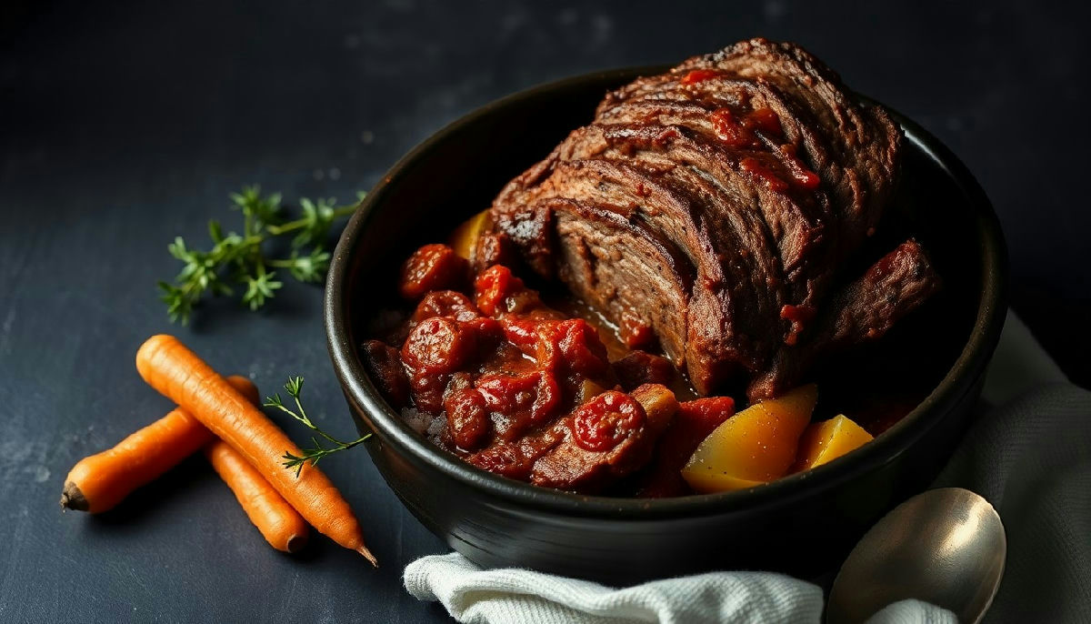 Slow Cooker Brisket with Wine and Tomatoes (Passover Edition)